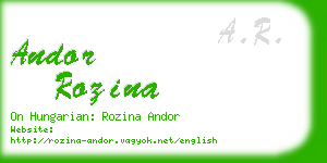 andor rozina business card